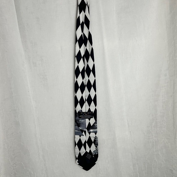 3/$20 💥 Vintage 1995 Looney Tunes Mens Tie Warner Bros. Black & White Diamond - Picture 14 of 16